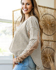Stripe Thermal Knit Drop Shoulder Top