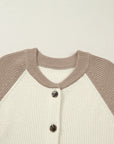 Colorblock Ribbed Knit Buttoned Sweater Cardigan