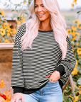 Stripe Drop Shoulder Long Sleeve Top