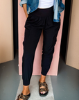 Solid Elastic High Waist Pocketed Cargo Jogger Pants