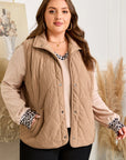 Plus Size Quilted Corduroy Snap Button Vest Jacket