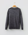 Mineral Wash Reverse Seam V-Neck Drop Shoulder Sweater