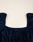 Plus Size Ruched Velvet Puff Sleeve Mini Dress