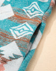 Western Aztec Quarter-Zip Elastic Cuffs Sweatshirt