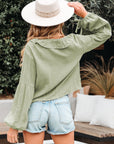 Natalia Bow Tie Front Ruffle Trim Long Sleeve Gauze Blouse