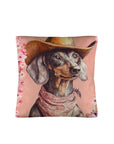Painted Dachshund Pillow Cover Durable Premium Polyester 18x18 Inches Made In America