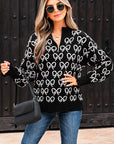 Bow Zipped Collar Drop Shoulder Sweater