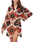 Colores de Mexico Santa Fe Aztec Women's Belted Satin Feel Dressing Lounge Robe