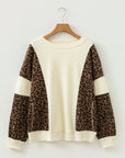 Leopard Patchwork Raw Seam Colorblock Top