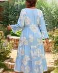Plus Size Floral V-Neck Tiered Maxi Dress