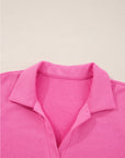 Solid Collared Top and Central Seam Pants Set