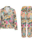 Baha Ranch Pop Western Collage Cowgirl Satin Pajamas
