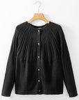 Textured Knit Button-Up Long Sleeve Sweater Cardigan