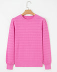 Solid Knit Ribbed Cuff Crewneck Sweater