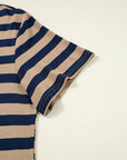Stripe V-Neck Side Slit Maxi Dress