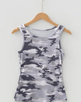 Camo Ribbed Knit Scoop Neck Tank Top