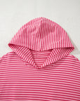 Stripe Thumbhole Sleeve Side Slit Drop Shoulder Hoodie