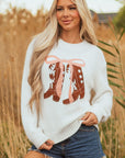 Amanda Embroidered Bow Boots Sweater