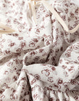 Floral Bow Tie Front Flounce Long Sleeve Blouse