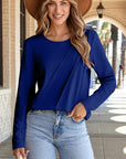 Solid Asymmetric Seam Long Sleeve Top