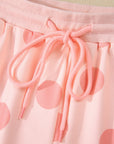 Polka Dot Pullover and Drawstring Shorts Set