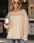 Mayaevi Sleeve Chiffon Blouse Long Sleeve Top