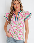 Elyse Ruffled Short Sleeve Blouse