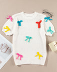 Bow Tie Crewneck Short Sleeve Sweater