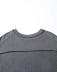 Solid Corded Knit Long Sleeve Top