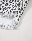 Leopard Frayed Hem Denim Shorts