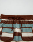 Stripe Polo Collar Tee and Patchwork Shorts Set