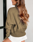 Solid Fleece-Lined Half-Zip Up Collar Sweatshirt