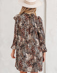 Leopard Ruffle Long Sleeve Mini Dress