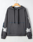 Star Patchwork Mineral Wash Kangaroo Pocket Hoodie
