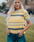 Stripe Short Sleeve Crew Neck T-Shirt