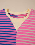 Stripe Colorblock Drop Shoulder Oversized Sweatshirt