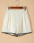 Contrast Ricrac Hem Waffle Textured Shorts