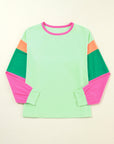 Colorblock Patchwork Long Sleeve Top