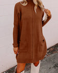 Solid Ribbed Mock Neck Sweater Dress
