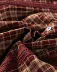 Plaid Eyelet Lace Trim Buttoned Long Sleeve Shirt