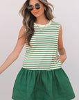 Stripe Woven Sleeveless Ruffle Mini Dress