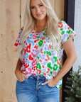 Ruthie Print Short Sleeve Blouse