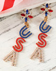 Naya Rhinestone Colorblock Usa Earrings