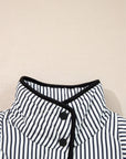 Stripe Contrast Trim Snap Button Collared Vest