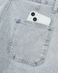 Scalloped Acid Wash High Waist Denim Shorts
