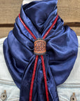 35X35" Solid Dark Blue Wild Rag / Scarf - Leather Slide and Bolo Tie