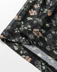 Black Floral Print Mesh Tank Button Front Slim Cardigan 2pcs Set