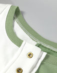 Colorblock Crewneck Henley Sweatshirt