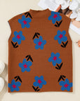 Floral High Neck Sweater Vest