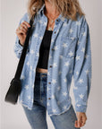 Star Light Wash Raw Hem Denim Jacket